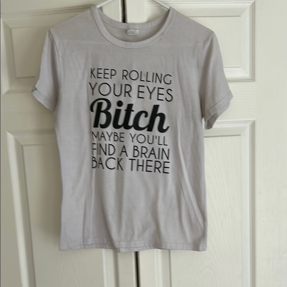 White Graphic T-Shirt with Bold Text